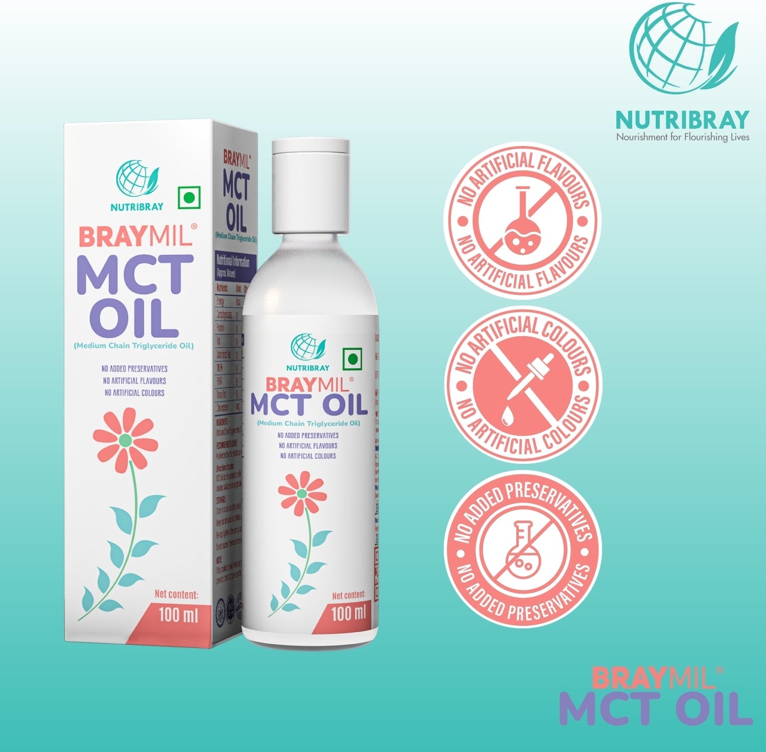 Braymil MCT Oil – 100 ml | Medium Chain Triglyceride Oil for Medical & Nutritional Use | Easily Digestible Energy Source