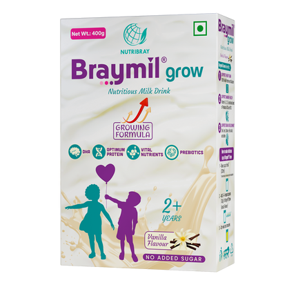 Braymil Grow Nutritious Milk Drink - Vanilla Flavour | Growing Formula for Kids | 400 gm Bag-in-Box