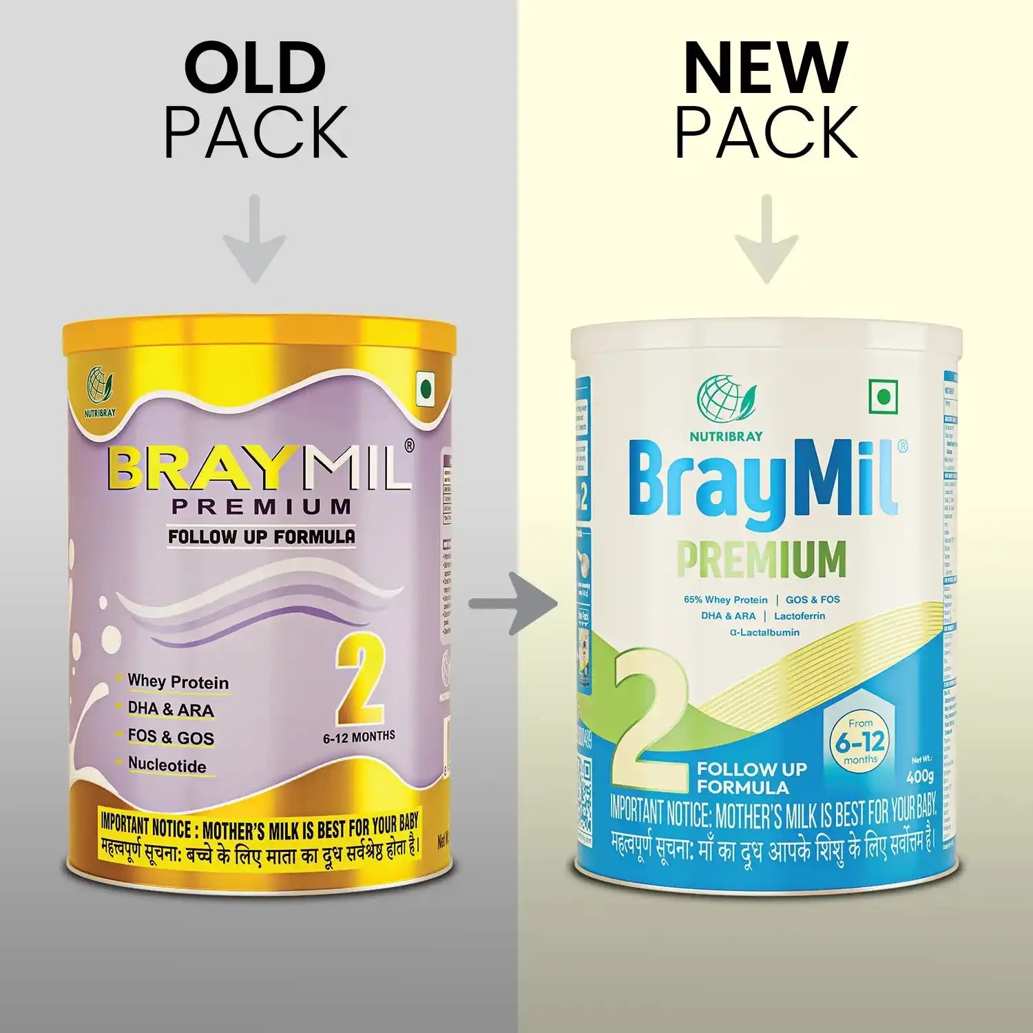 Braymil premium 2 stage 2 infant formula follow up formula 6 to 12 months 400g
