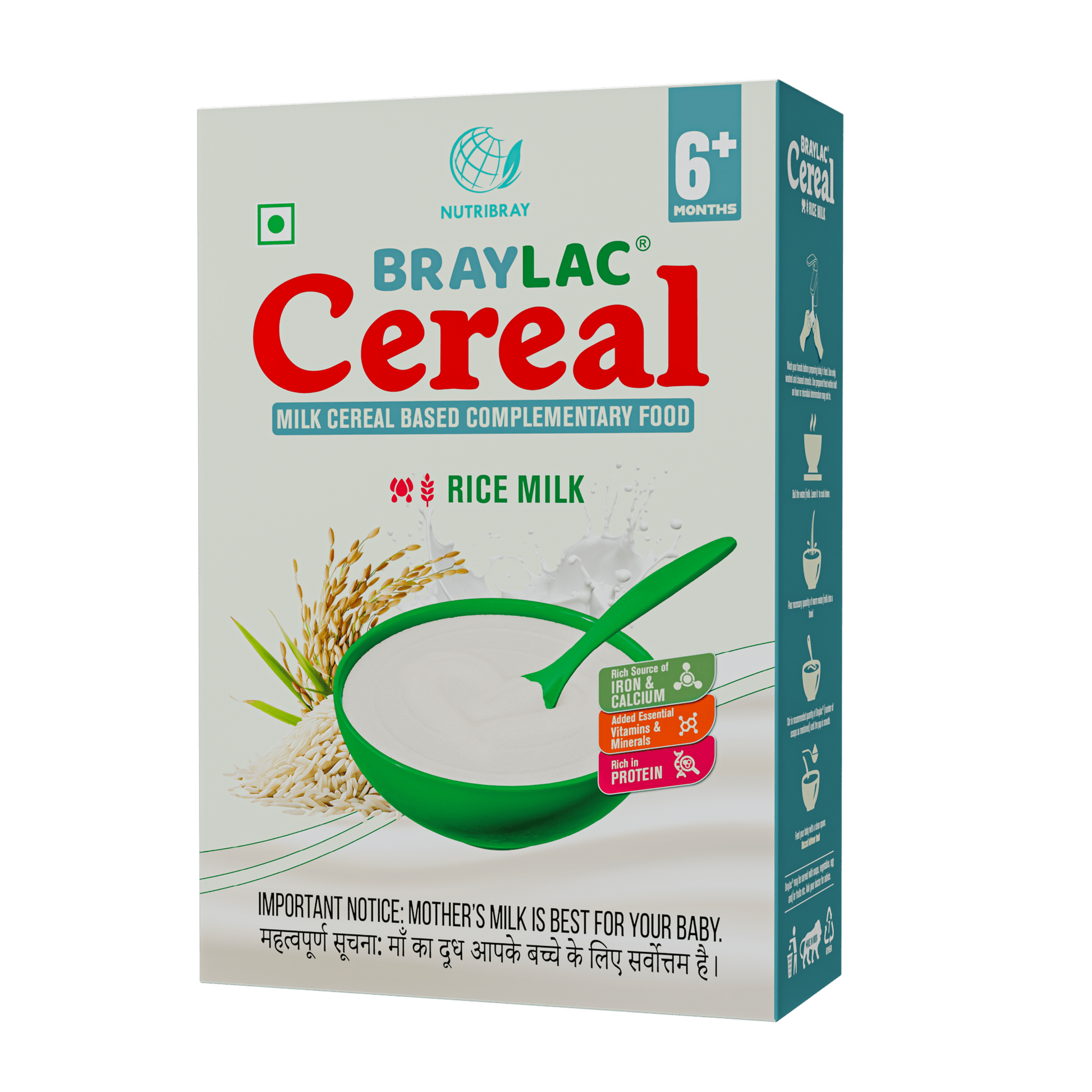 Braylac Cereal Rice Milk - 300 gm - Bag in Box For 6+ Months Baby - Braymil
