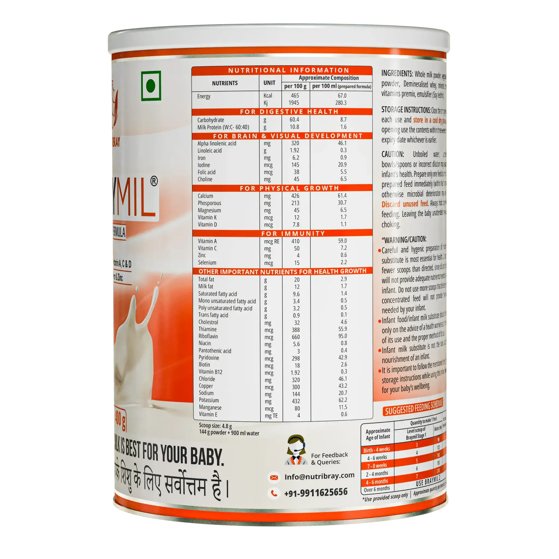 Infant formula 0 to 6 months nutrition ALA LA iron vitamins minerals