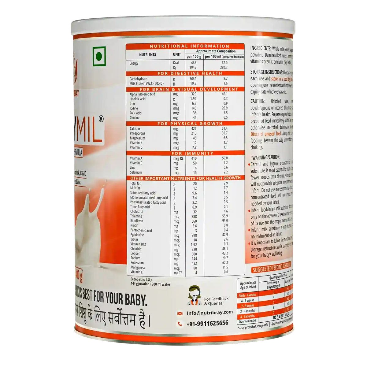 Braymil Stage 1 Infant Formula | Infant Formula 0 to 6 months | 400g Braymil