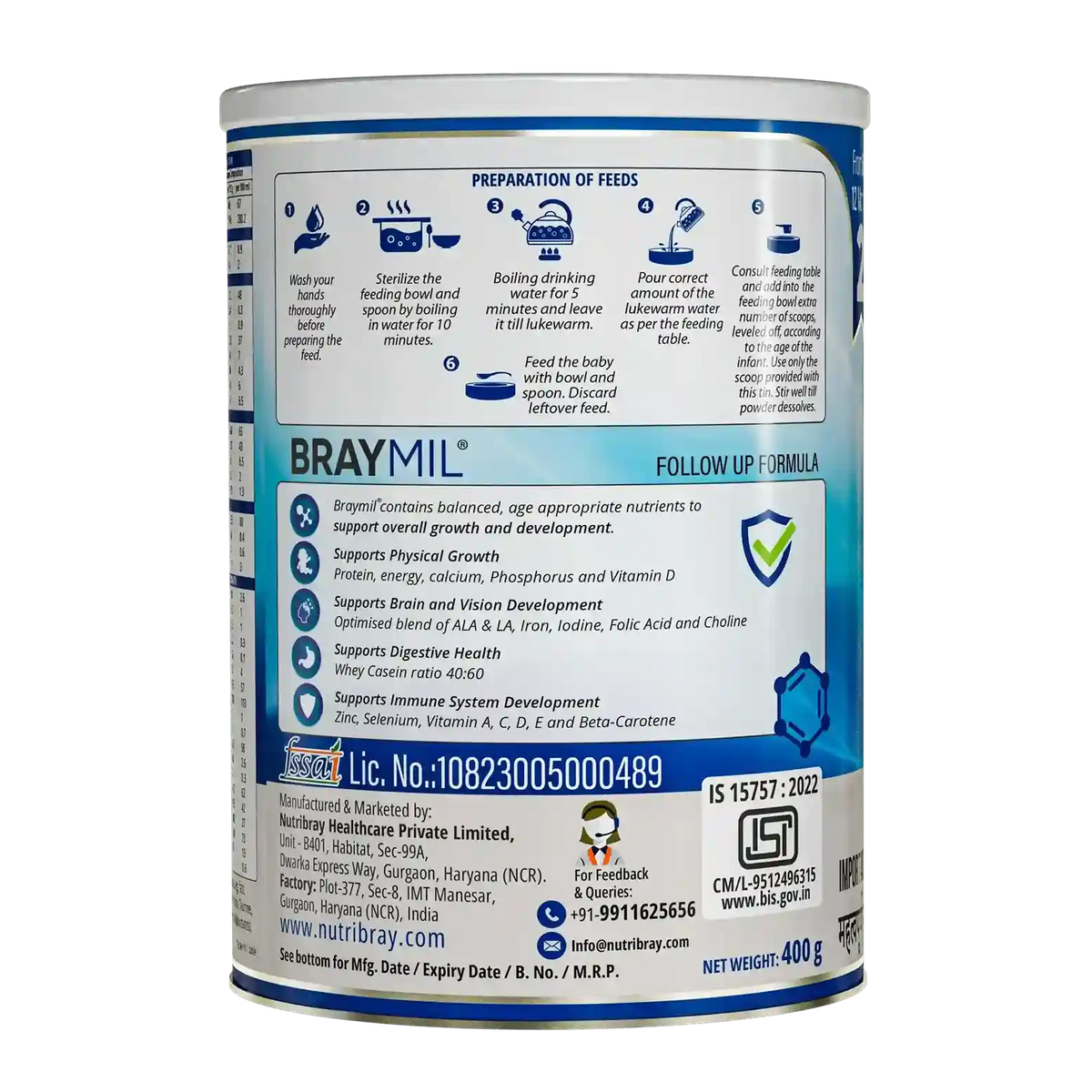 Braymil 2 Follow Up Formula 6 - 12 Months | Stage 2 infant formula | 400g Braymil