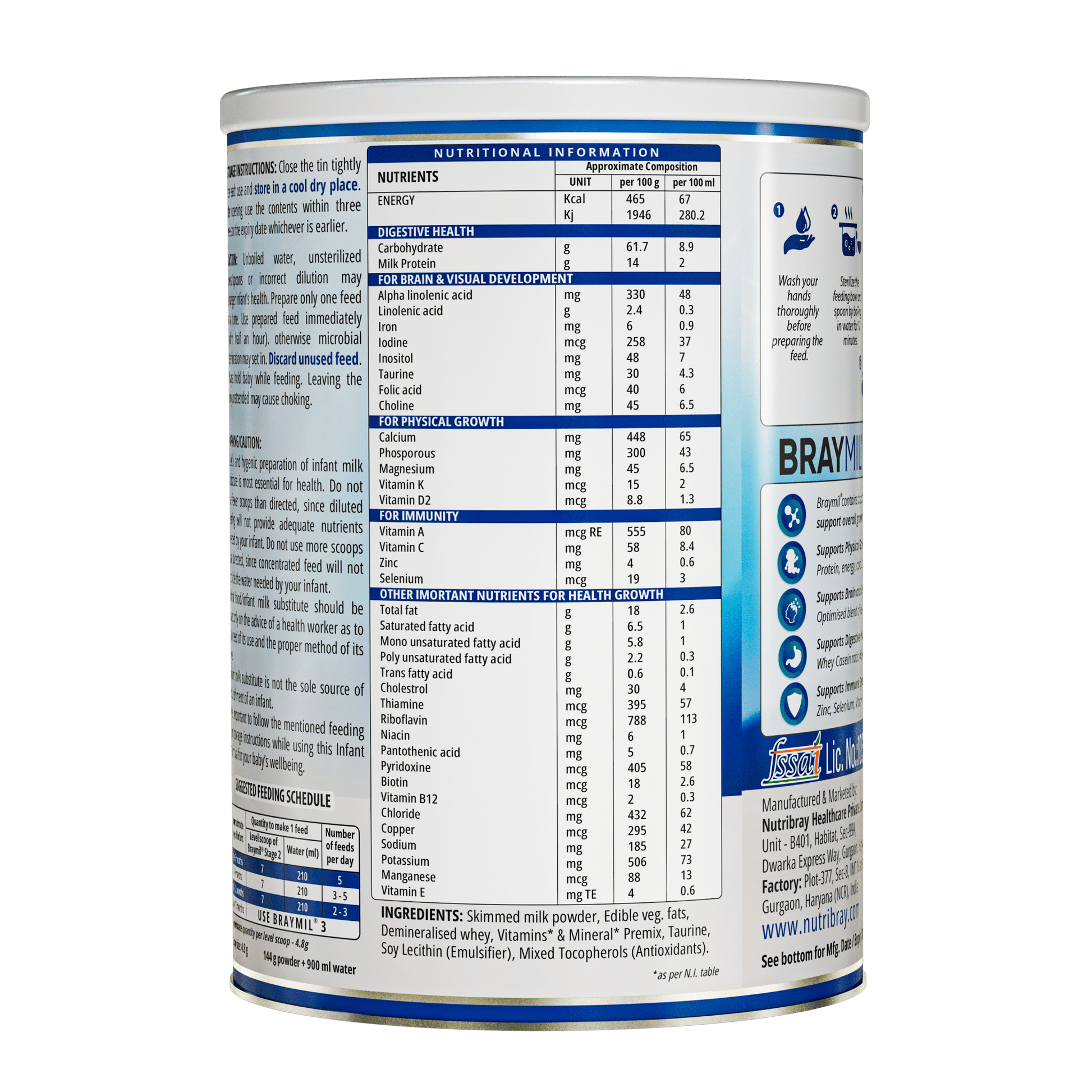 Braymil 2 Follow Up Formula | Stage 2 | From 6 to 12 Months 400 gm Tin Pack - Braymil