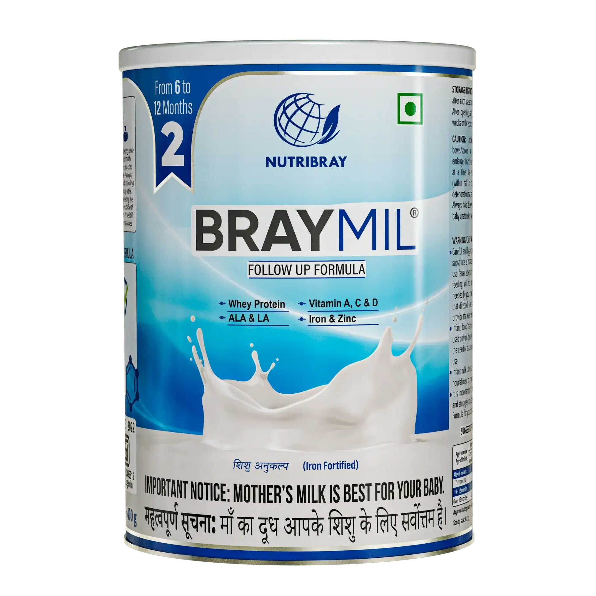 Braymil 2 follow up formula 6 to 12 months stage 2 infant formula 400g