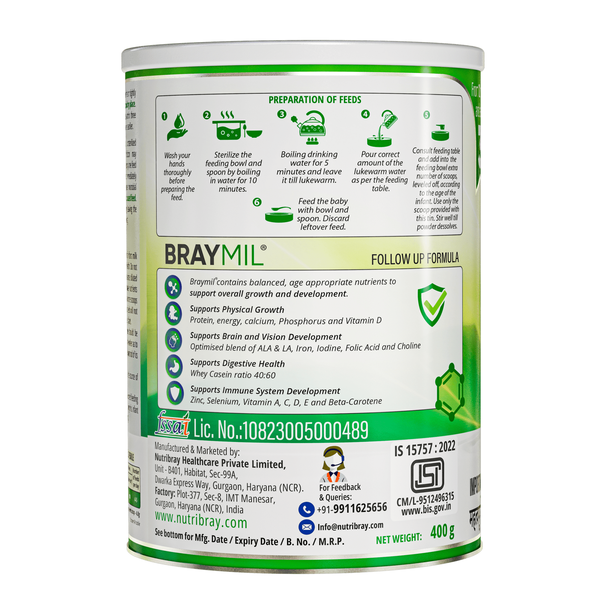 Braymil 3 Follow up Formula Stage - 3 | 400g Tin Pack - Braymil