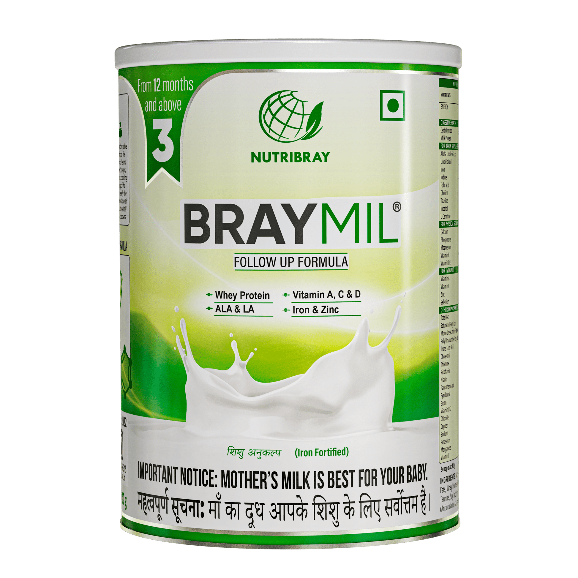 Braymil 3 Follow up Formula Stage - 3 | 400g Tin Pack - Braymil