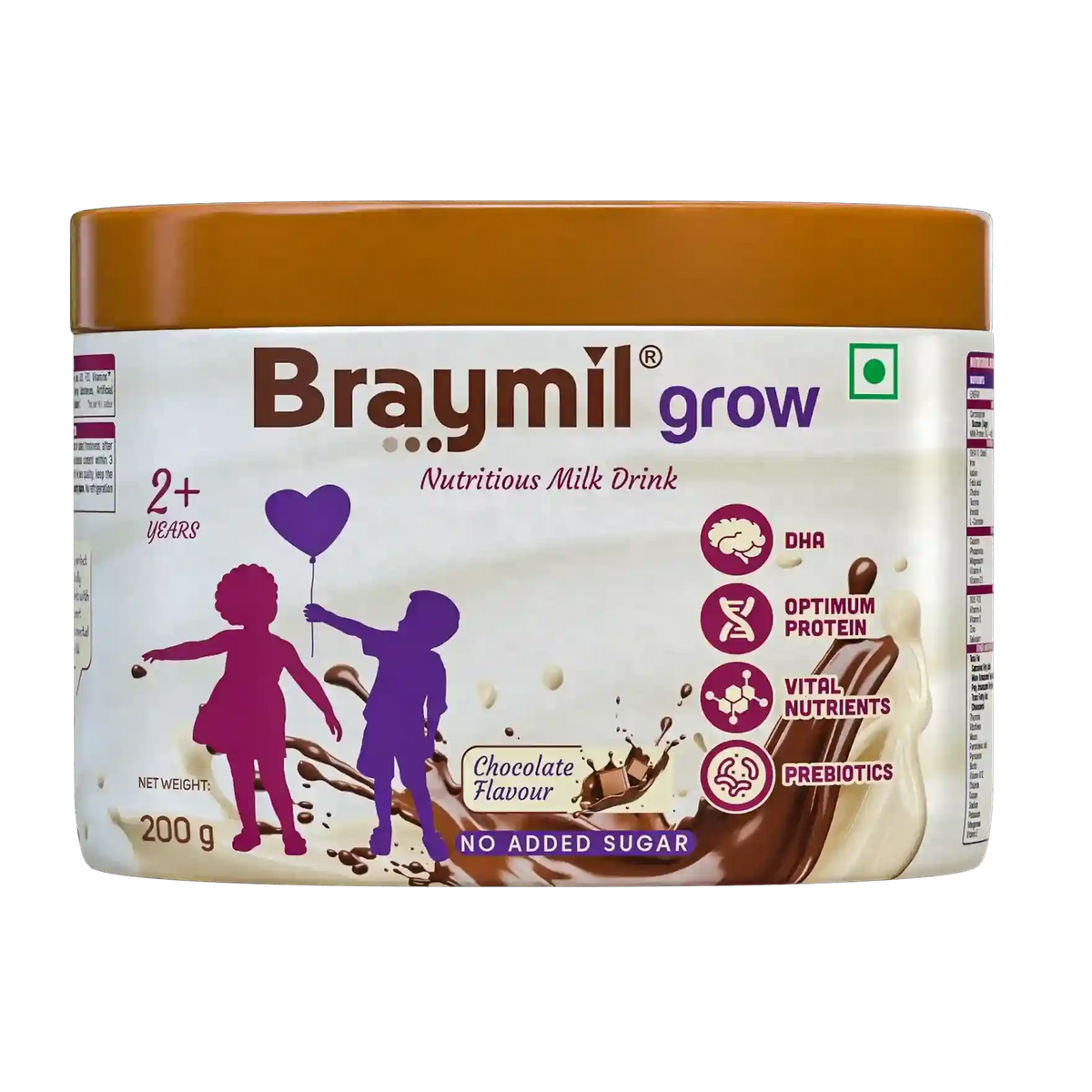 Braymil Grow Chocolate Kids Milk Drink Powder | Growing UP Formula | 2-6 Years | 200g Braymil