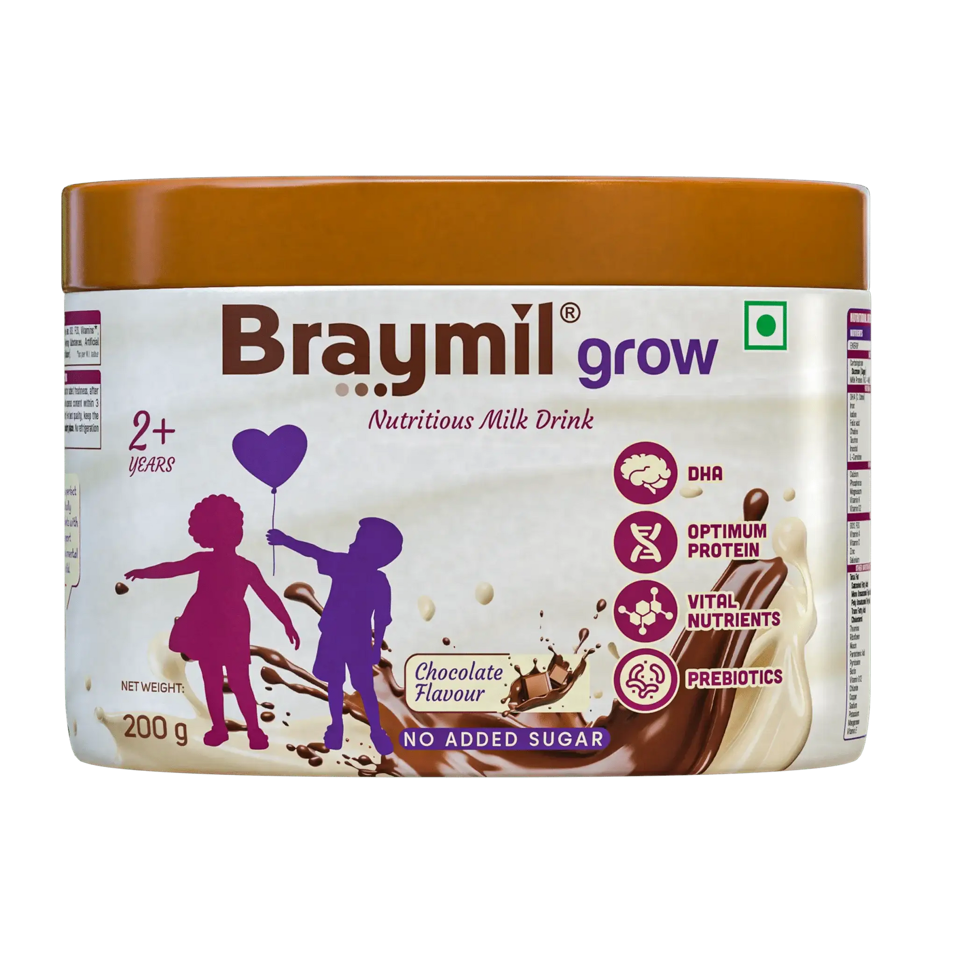 Braymil grow chocolate kids growth milk drink powder 200g health drink for kids
