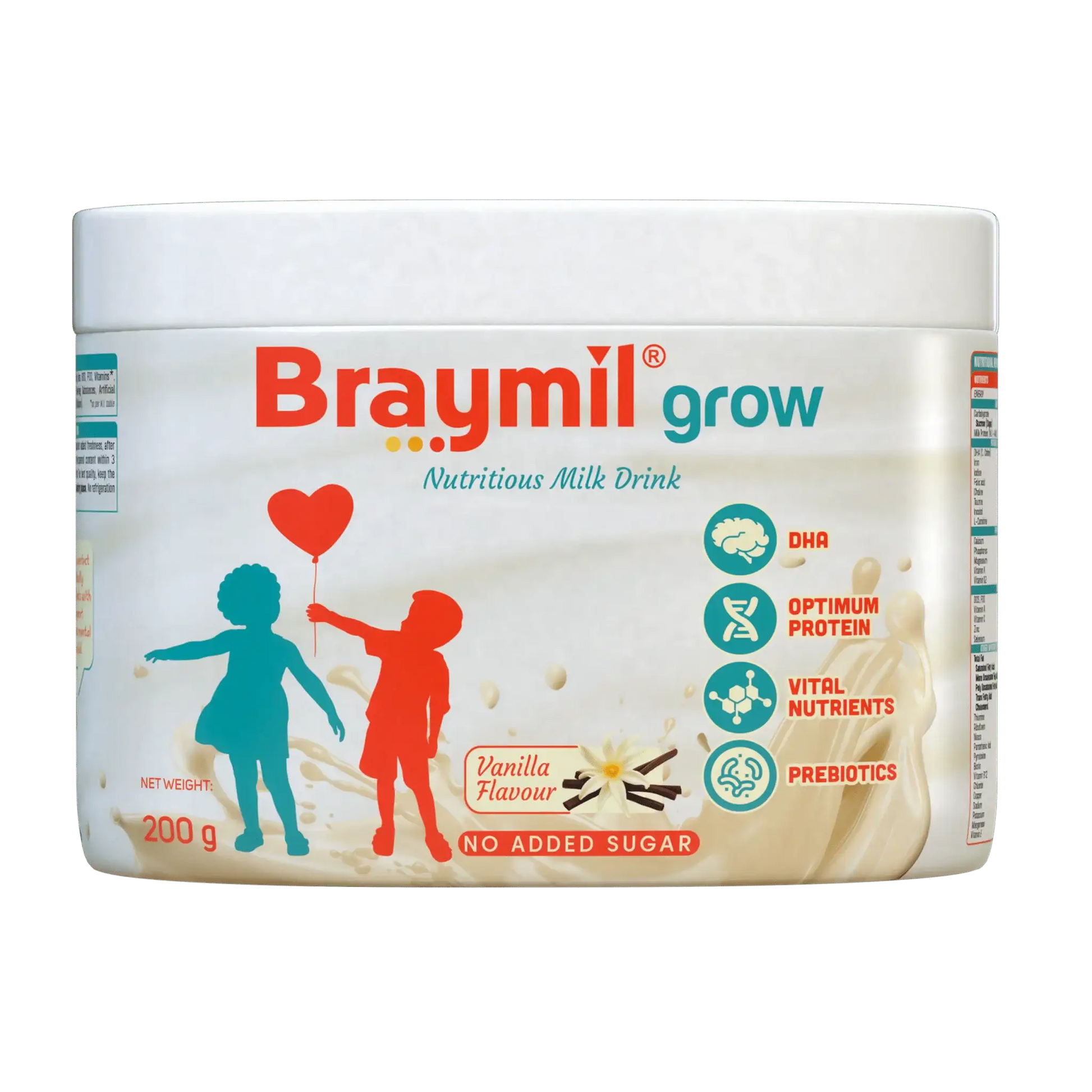 Braymil grow vanilla kids growth milk drink powder 200g health drink for kids
