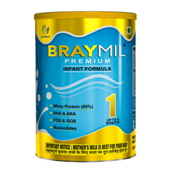 Braymil premium 1 Infant Formula stage - 1 | 0 to 6 months - 400 gm Tin pack