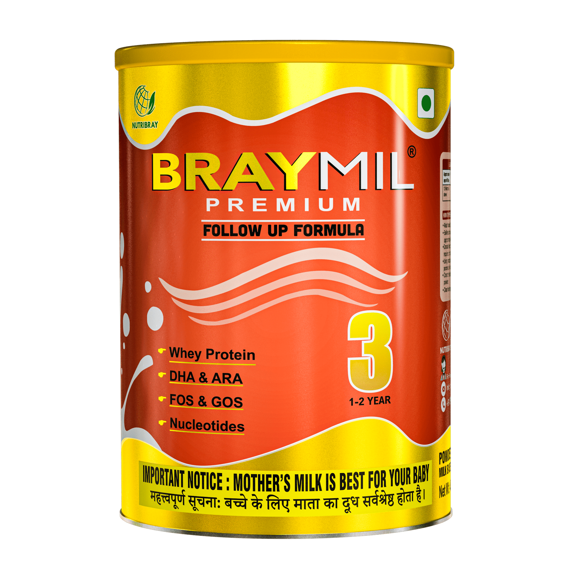Braymil Premium 3 follow up formula - stage 3 - 400 g Tin Pack - Braymil